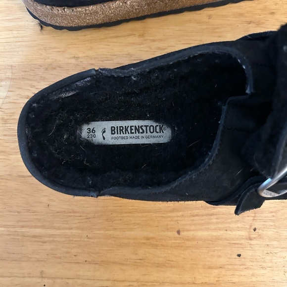 Birkenstock Clog Black Suede Slip-On  with Silver Buckle - Picture 7 of 9